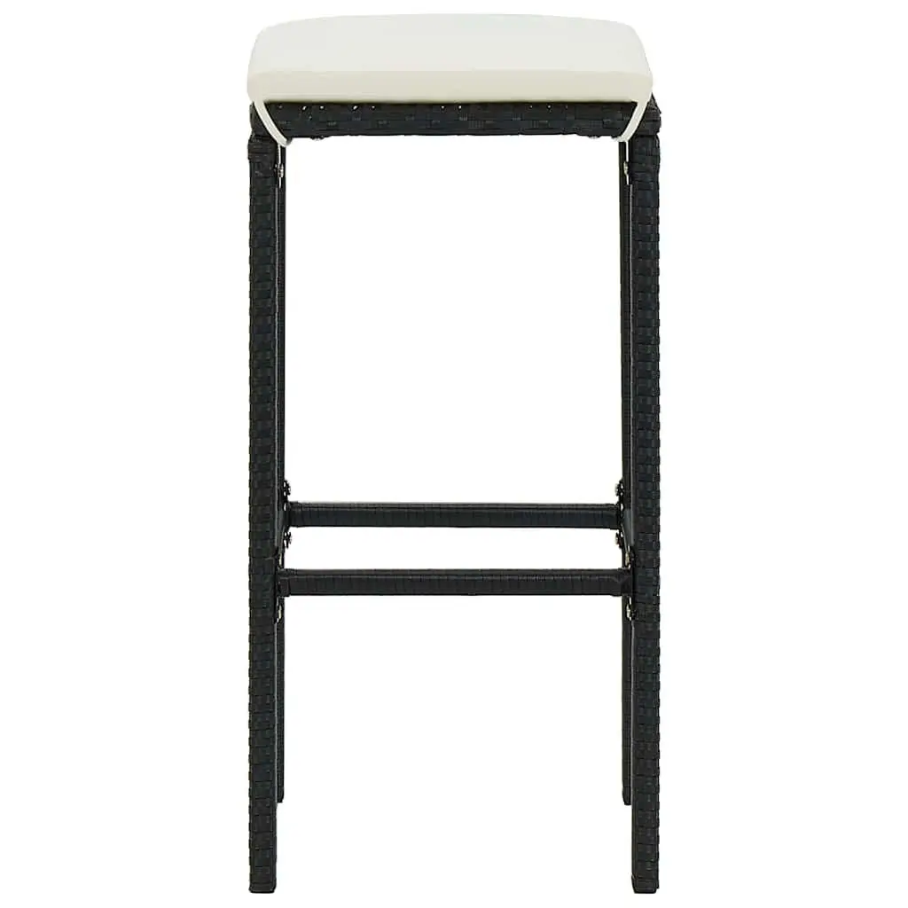 Garden Bar Set 7 Piece Outdoor Furniture Black Patio Stool Table with Cushions