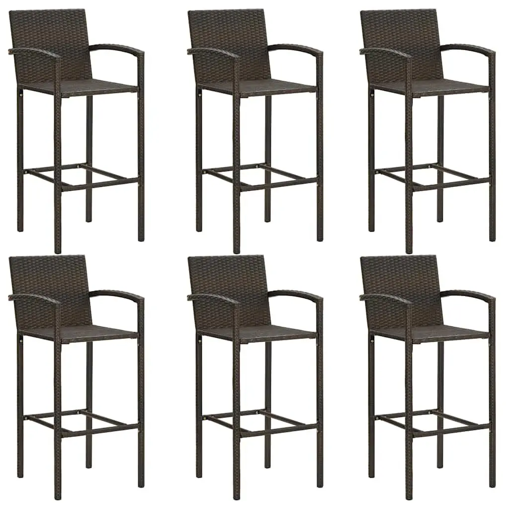Outdoor Bar Set 7 Piece Weather Resistant Patio Dining Table and Stools Brown