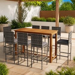 Upgrade Your Patio with a 9 Piece Grey Garden Bar Set