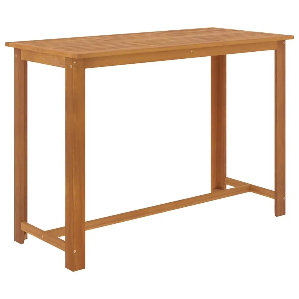 7 Piece Outdoor Garden Bar Set Grey Acacia Wood Table and Weather-Resistant Rattan Stools