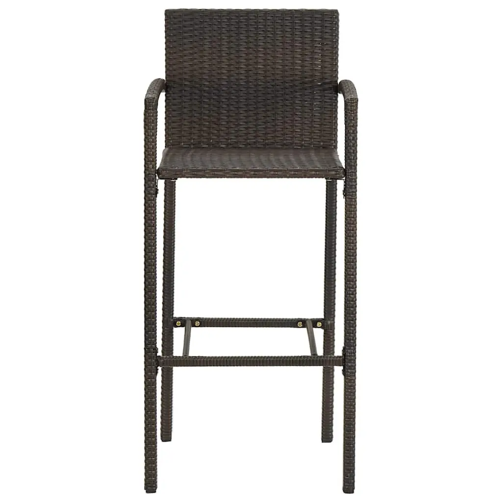 9 Piece Garden Patio Furniture Set Brown Rattan Bar Stools and Table Outdoor