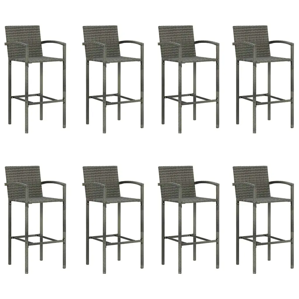 Garden Bar Set 9 Piece Outdoor Patio Furniture Grey Dining Table Stools