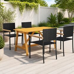 Outdoor Dining Set - 5 Piece Black Table and Chairs