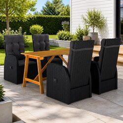 Stylish 5 Piece Black Garden Dining Set for Outdoor Living