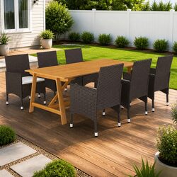 Stylish 7 Piece Garden Dining Set with Cushions