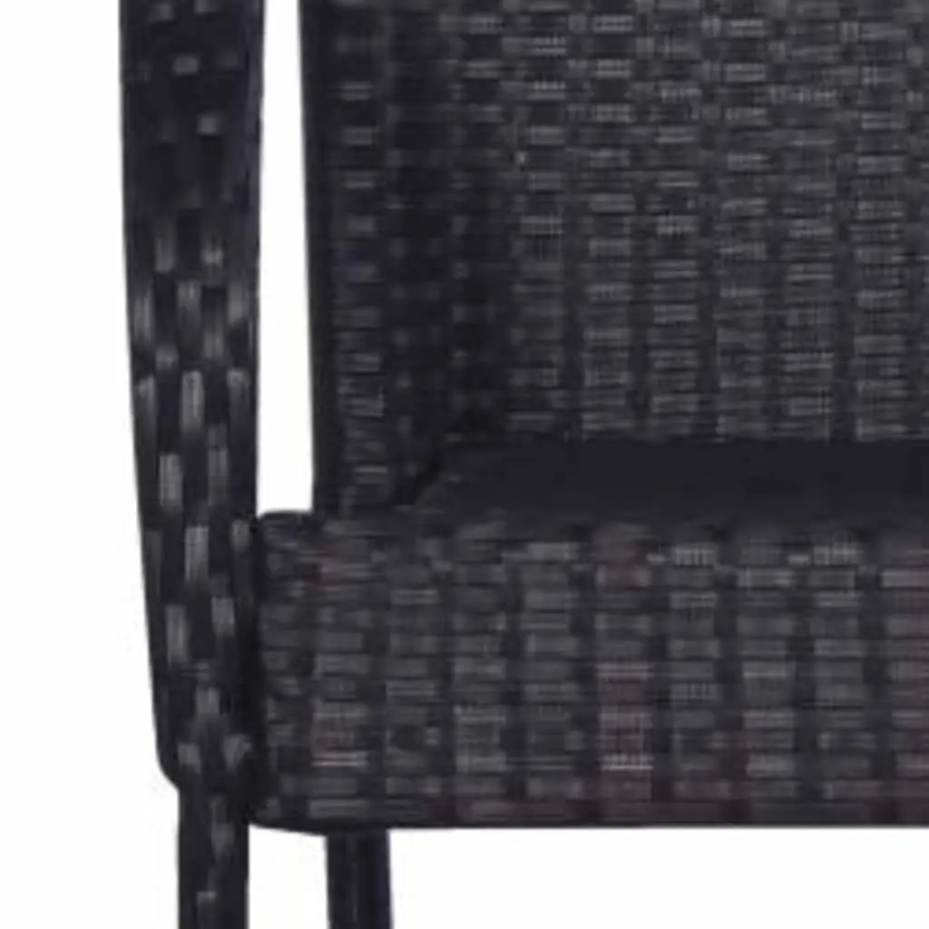 Outdoor Dining Set 7 Piece Acacia Wood Table Powder Coated Steel Chairs Black Weather Resistant Rattan