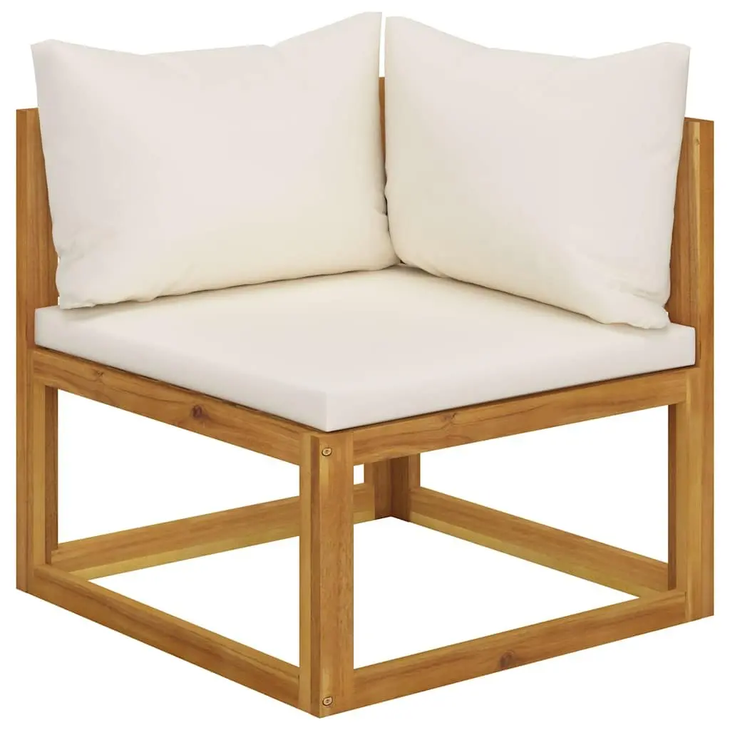 Outdoor Garden Bench Cream Padded Cushions Acacia Wood Frame 2 Seater