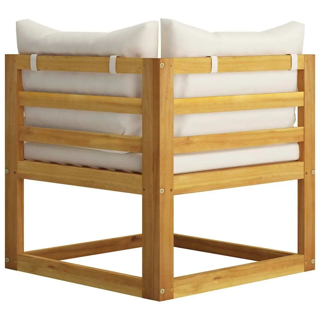 Outdoor Garden Bench Cream Padded Cushions Acacia Wood Frame 2 Seater