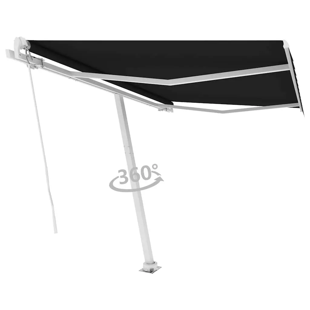 Freestanding Manual Retractable Awning 300x250 cm Anthracite UV and Water Resistant with Adjustable Angle and Height