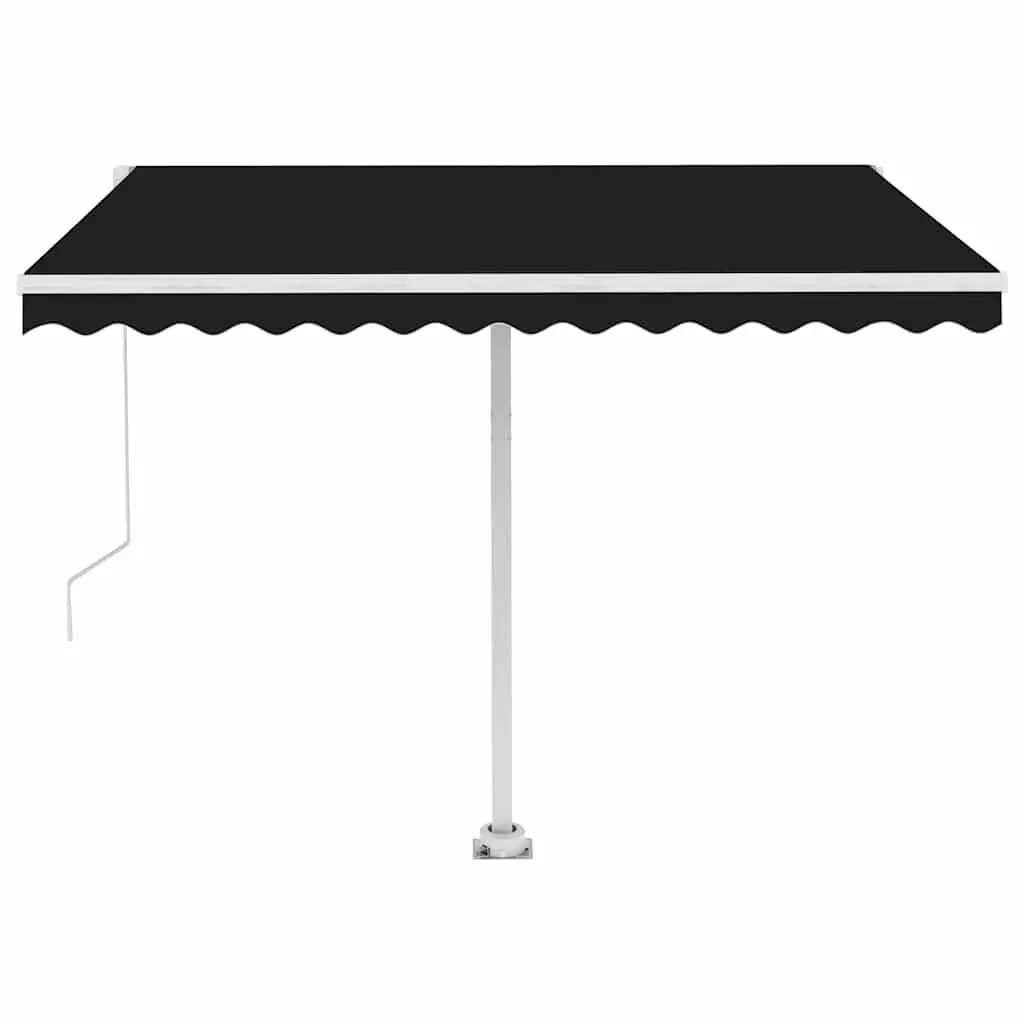 Freestanding Manual Retractable Awning 300x250 cm Anthracite UV and Water Resistant with Adjustable Angle and Height