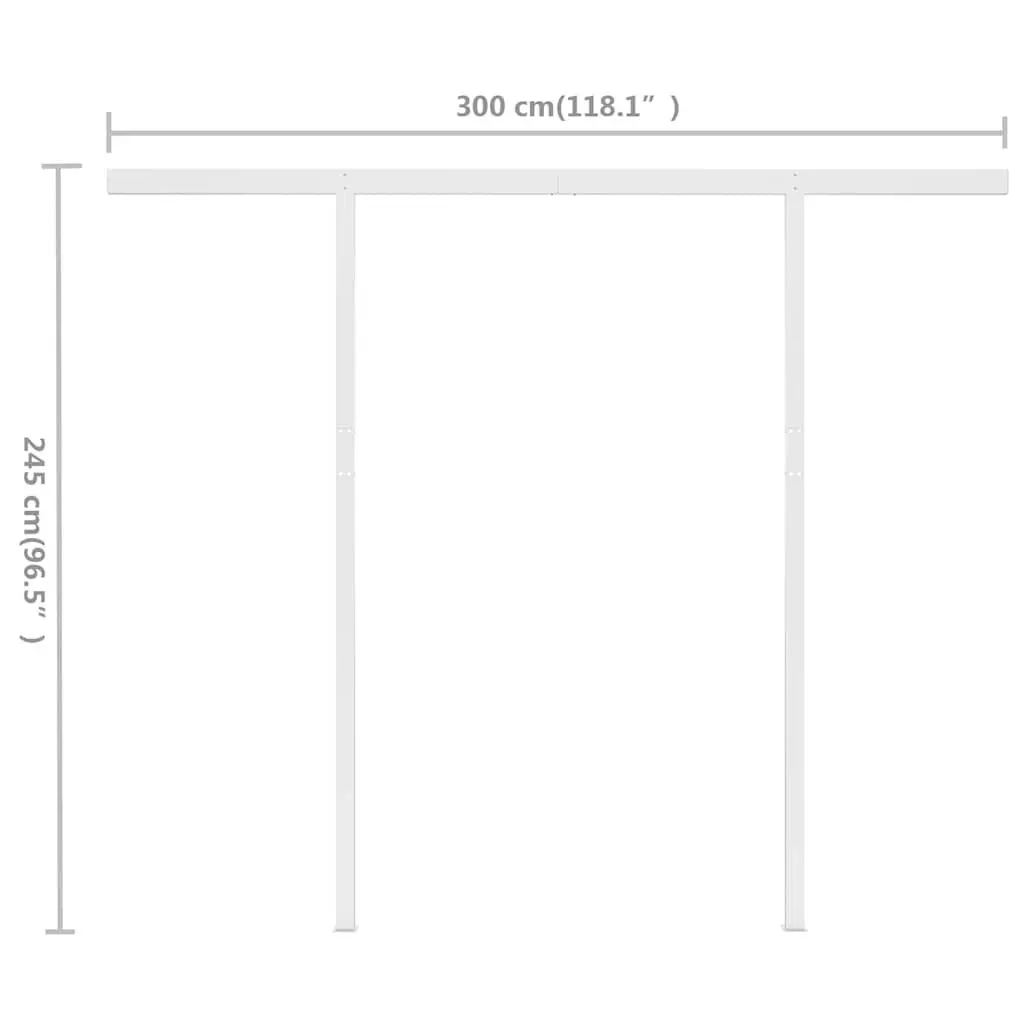 Manual Retractable Awning 3x2.5m Adjustable Frame Sun Shade Outdoor Canopy