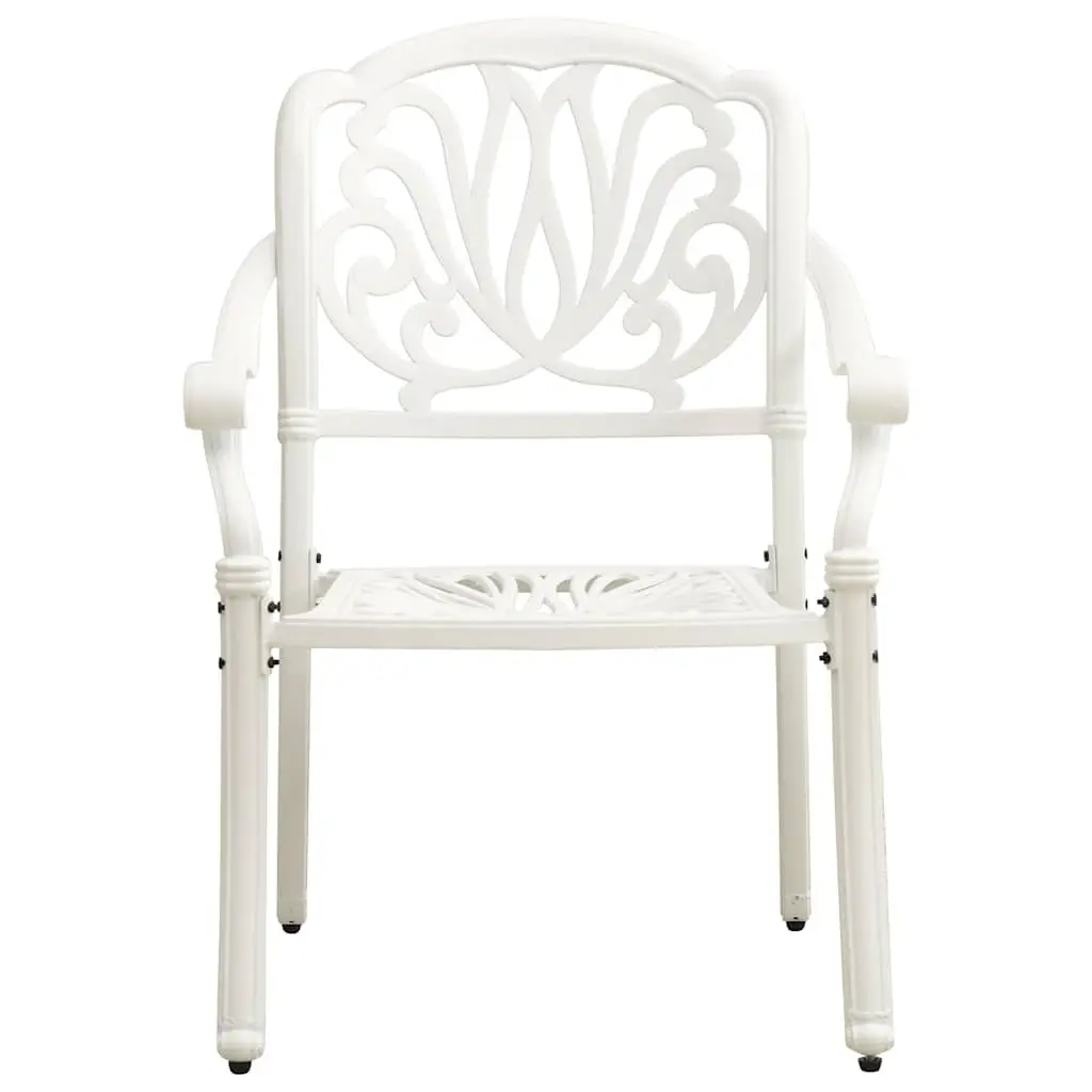 3 Piece Bistro Set Cast Aluminium White Outdoor Garden Furniture Chairs Table