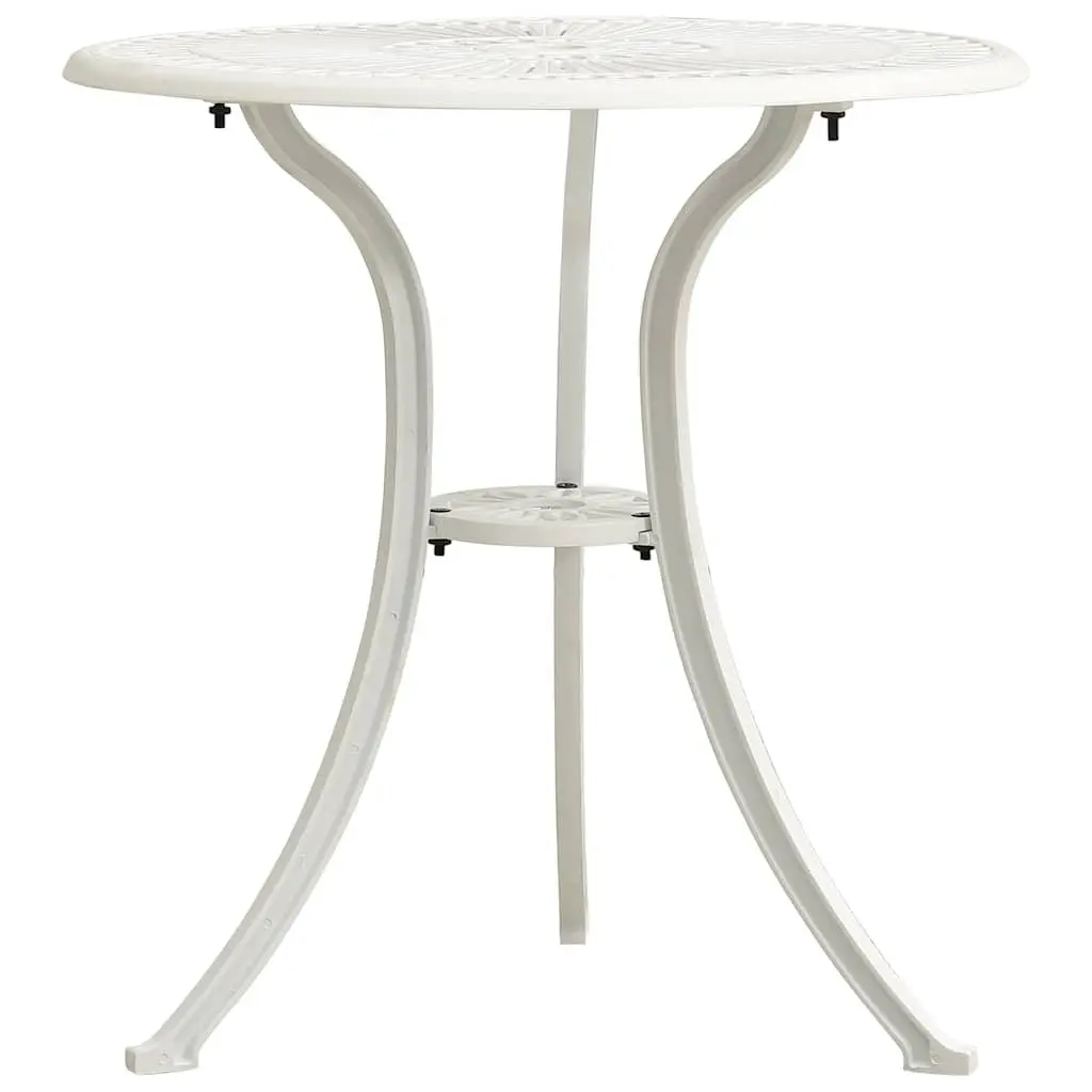 3 Piece Bistro Set Cast Aluminium White Outdoor Garden Furniture Chairs Table