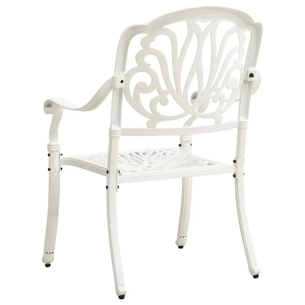 3 Piece Bistro Set Cast Aluminium White Outdoor Garden Furniture Chairs Table