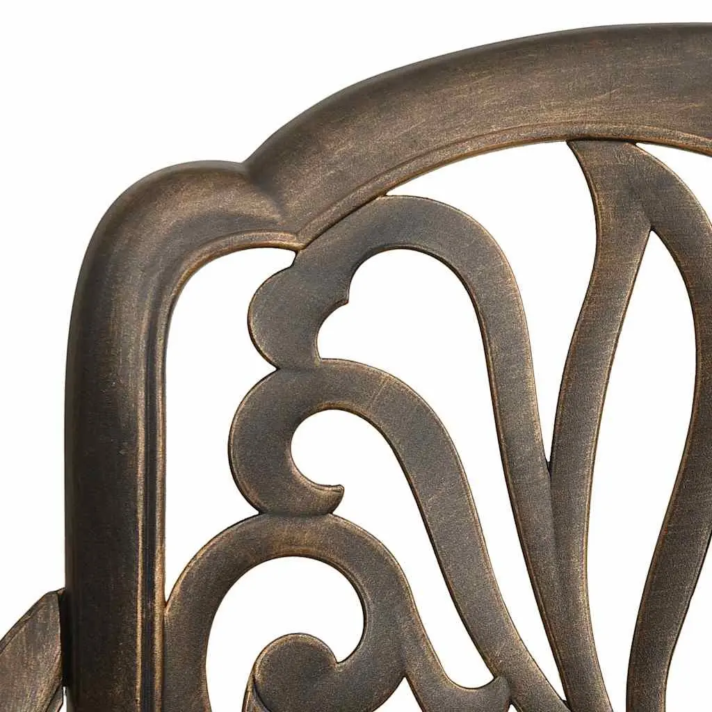 3 Piece Bistro Set Outdoor Garden Furniture Cast Aluminium Bronze Chairs Table with Umbrella Hole