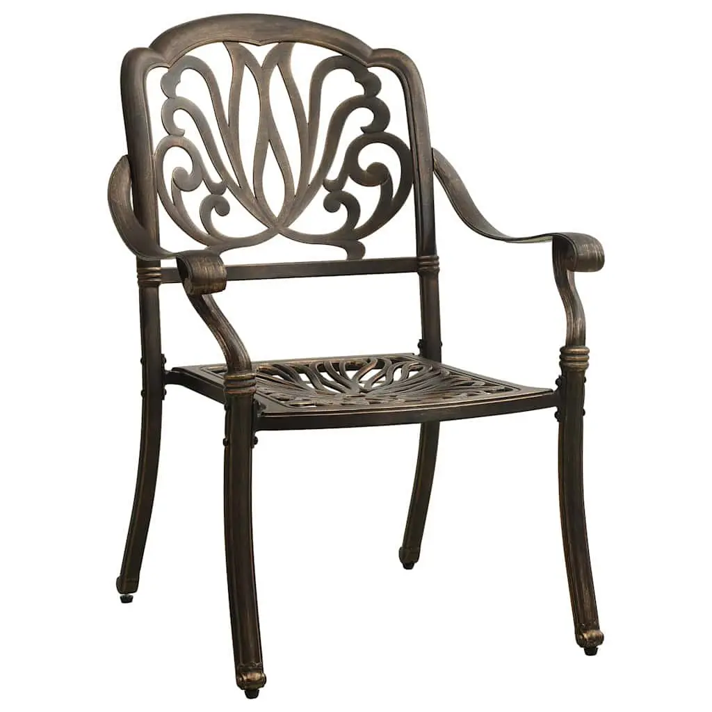 3 Piece Bistro Set Outdoor Garden Furniture Cast Aluminium Bronze Chairs Table with Umbrella Hole