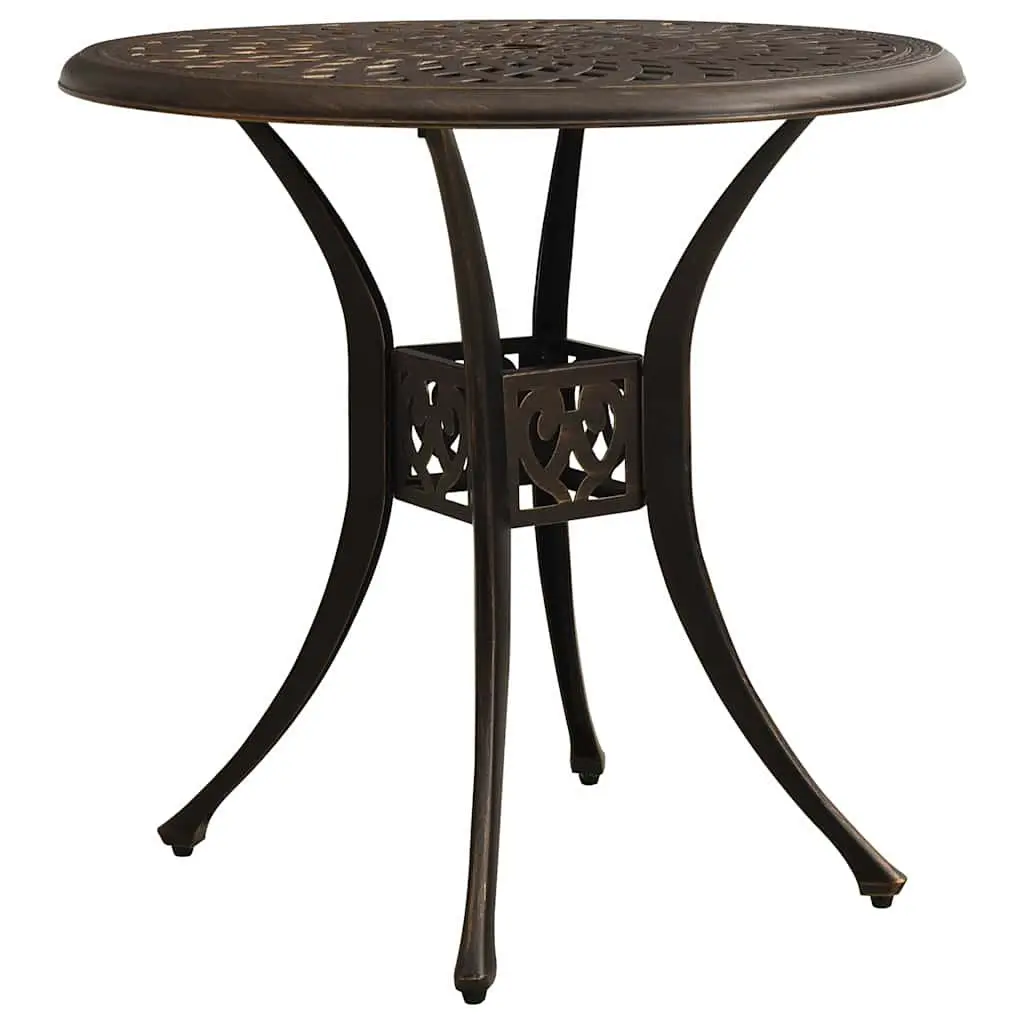 3 Piece Bistro Set Outdoor Garden Furniture Cast Aluminium Bronze Chairs Table with Umbrella Hole