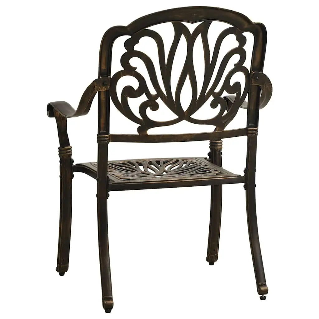 3 Piece Bistro Set Outdoor Garden Furniture Cast Aluminium Bronze Chairs Table with Umbrella Hole