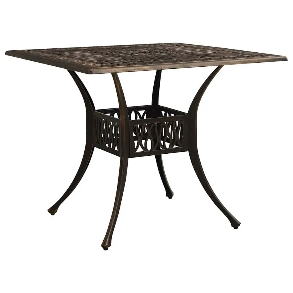 3 Piece Bistro Set Outdoor Garden Furniture Cast Aluminium Table with Umbrella Hole Brown