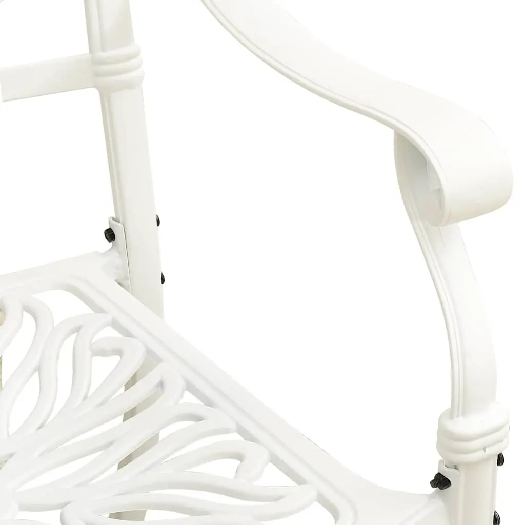Outdoor Bistro Furniture Set White Cast Aluminium 3 Piece with Umbrella Hole