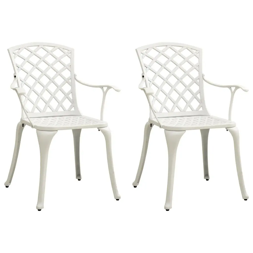 3 Piece Bistro Set Outdoor Furniture Cast Aluminium White Coffee Table Chairs