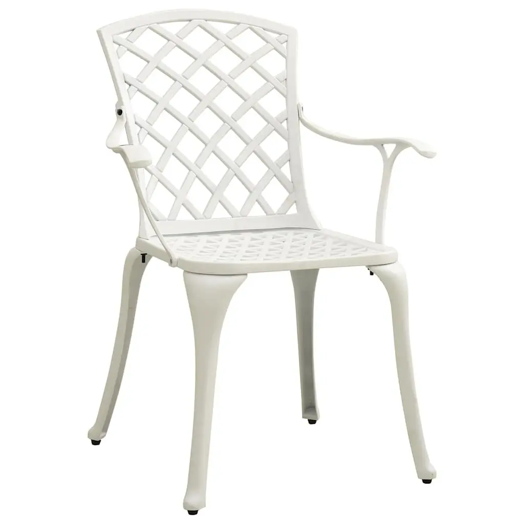 3 Piece Bistro Set Outdoor Furniture Cast Aluminium White Coffee Table Chairs