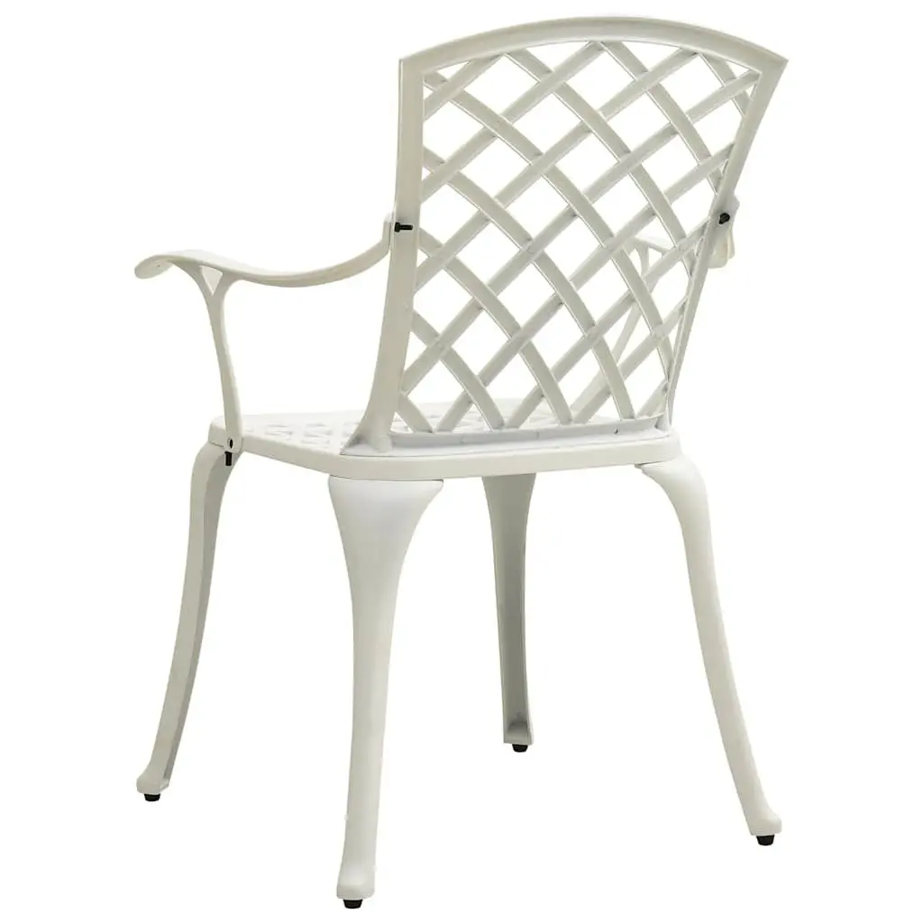 3 Piece Bistro Set Outdoor Furniture Cast Aluminium White Coffee Table Chairs