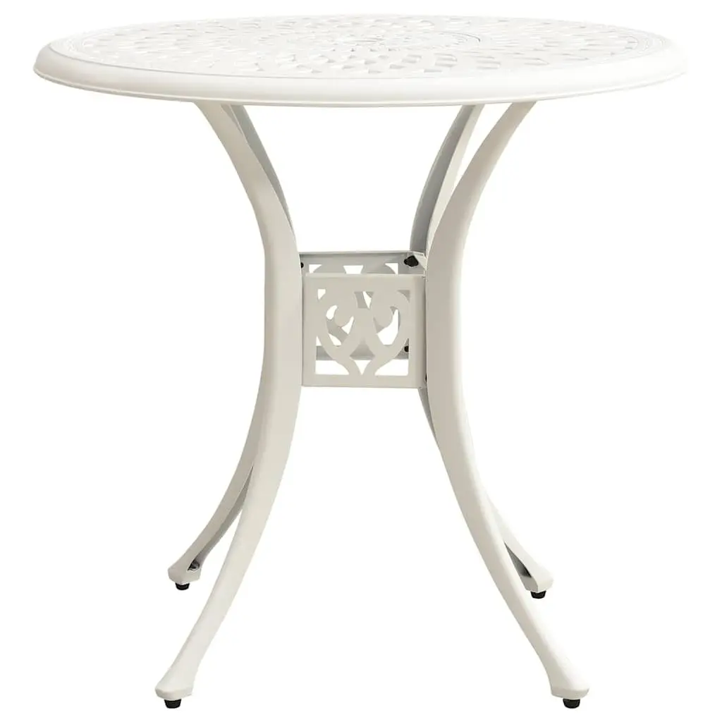 5 Piece Outdoor Bistro Set Cast Aluminium White Garden Patio Furniture Table with Umbrella Hole