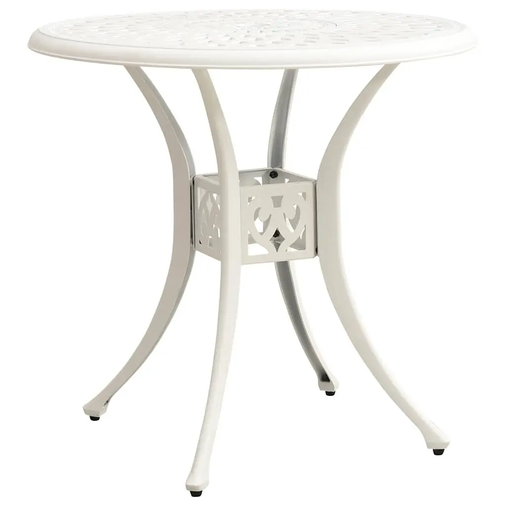5 Piece Outdoor Bistro Set Cast Aluminium White Garden Patio Furniture Table with Umbrella Hole