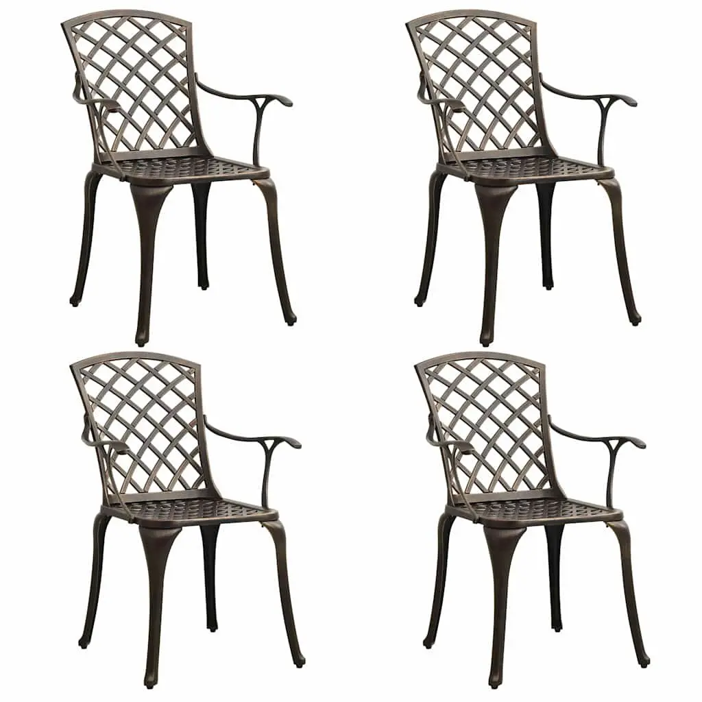 5 Piece Bistro Set Outdoor Garden Furniture Cast Aluminium Brown Weather Resistant