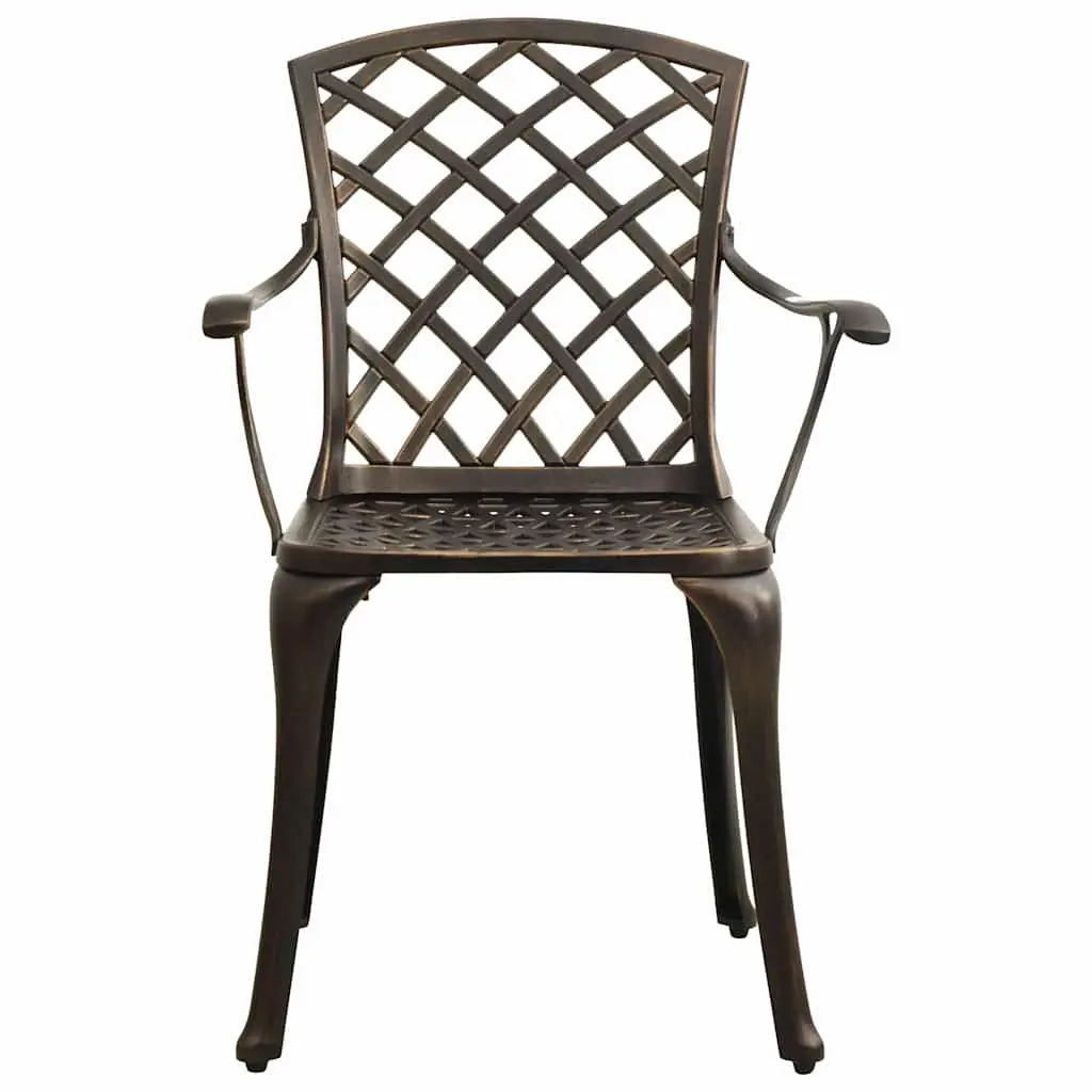 5 Piece Bistro Set Outdoor Garden Furniture Cast Aluminium Brown Weather Resistant