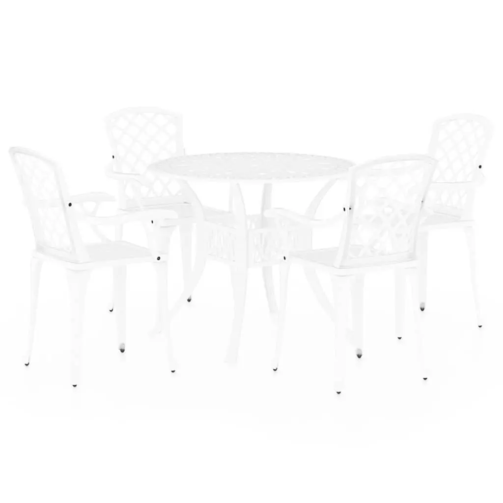 Outdoor Bistro Set 5 Piece Cast Aluminium White Table Chairs