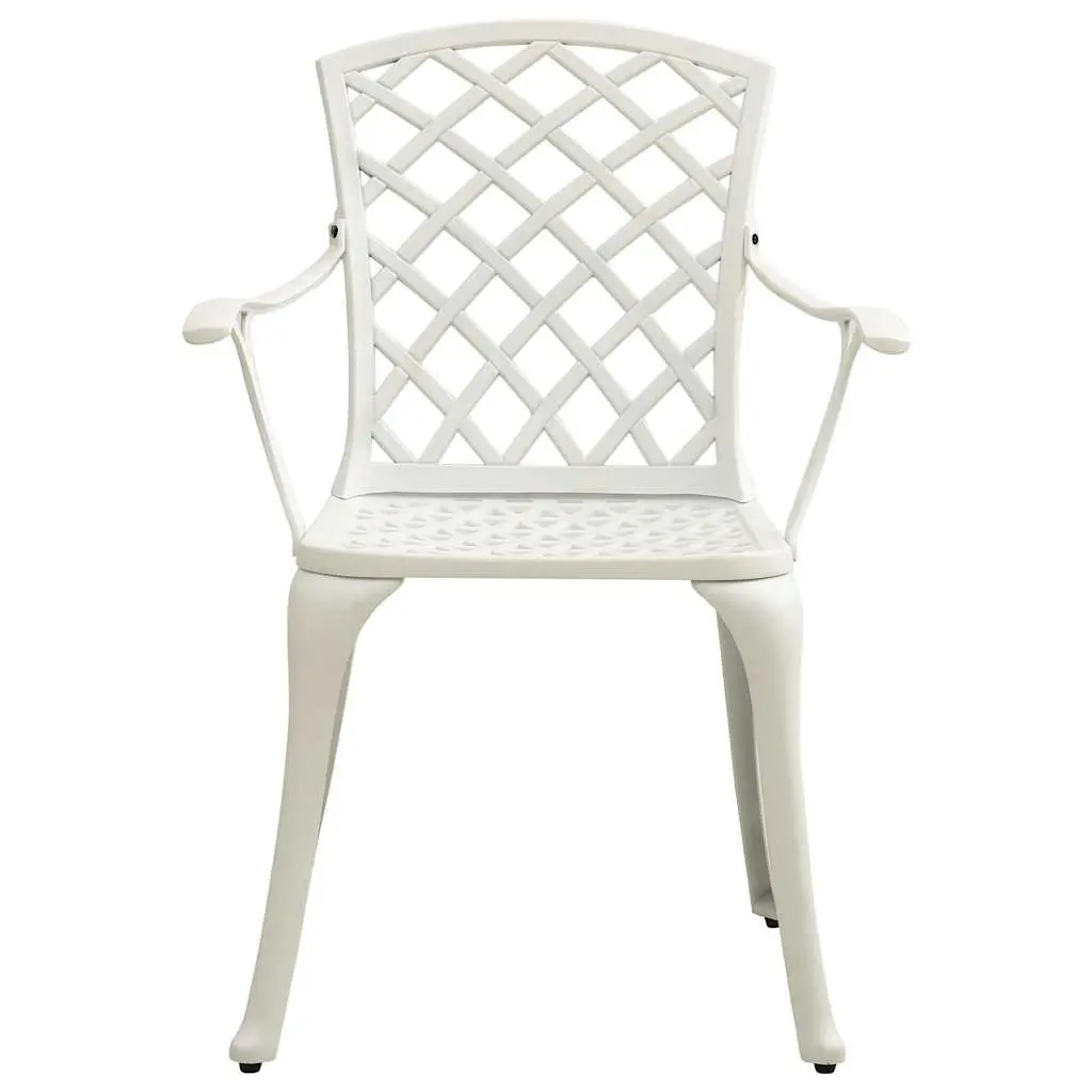 Outdoor Bistro Set 5 Piece Cast Aluminium White Table Chairs