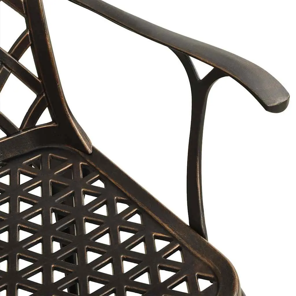 5 Piece Bistro Set Outdoor Garden Furniture Cast Aluminium Brown Table Chairs