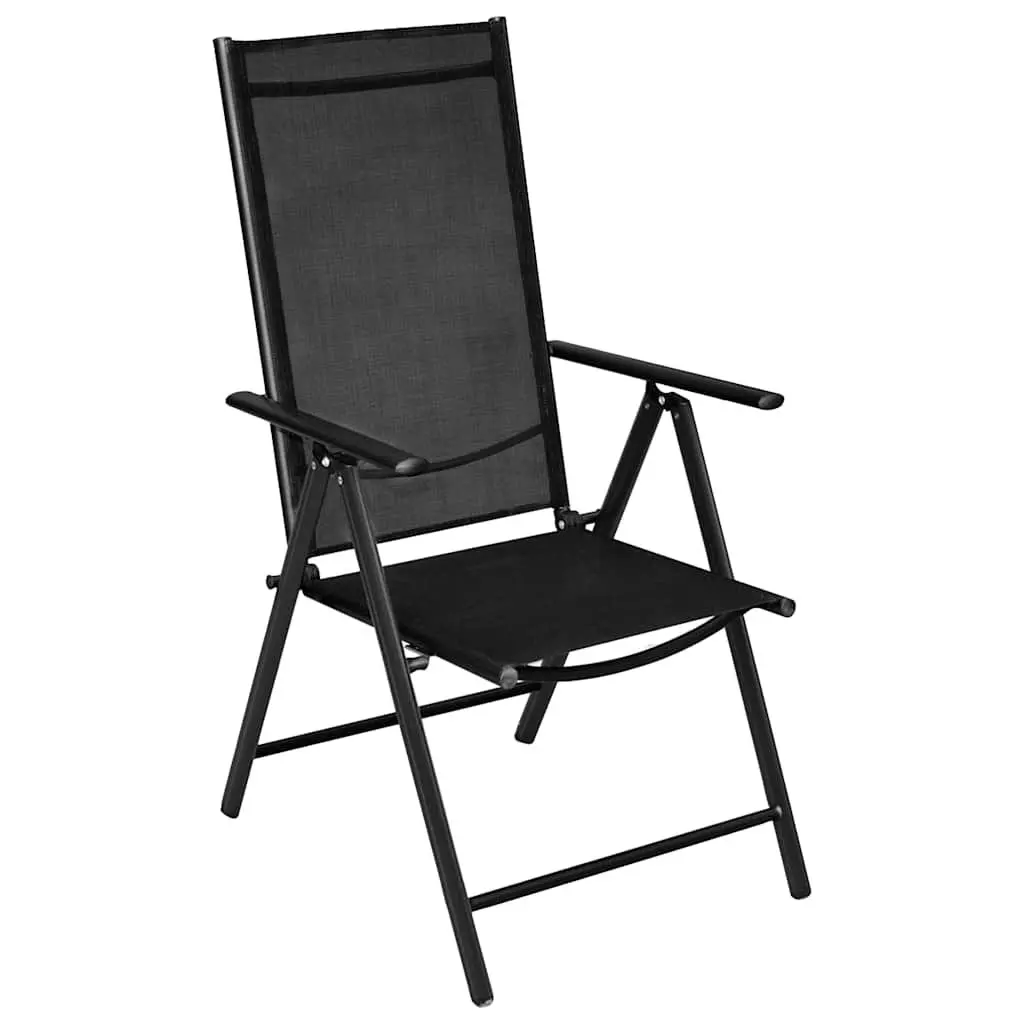 Garden Dining Set 7 Piece Outdoor Furniture Aluminium Chairs Glass Table Black