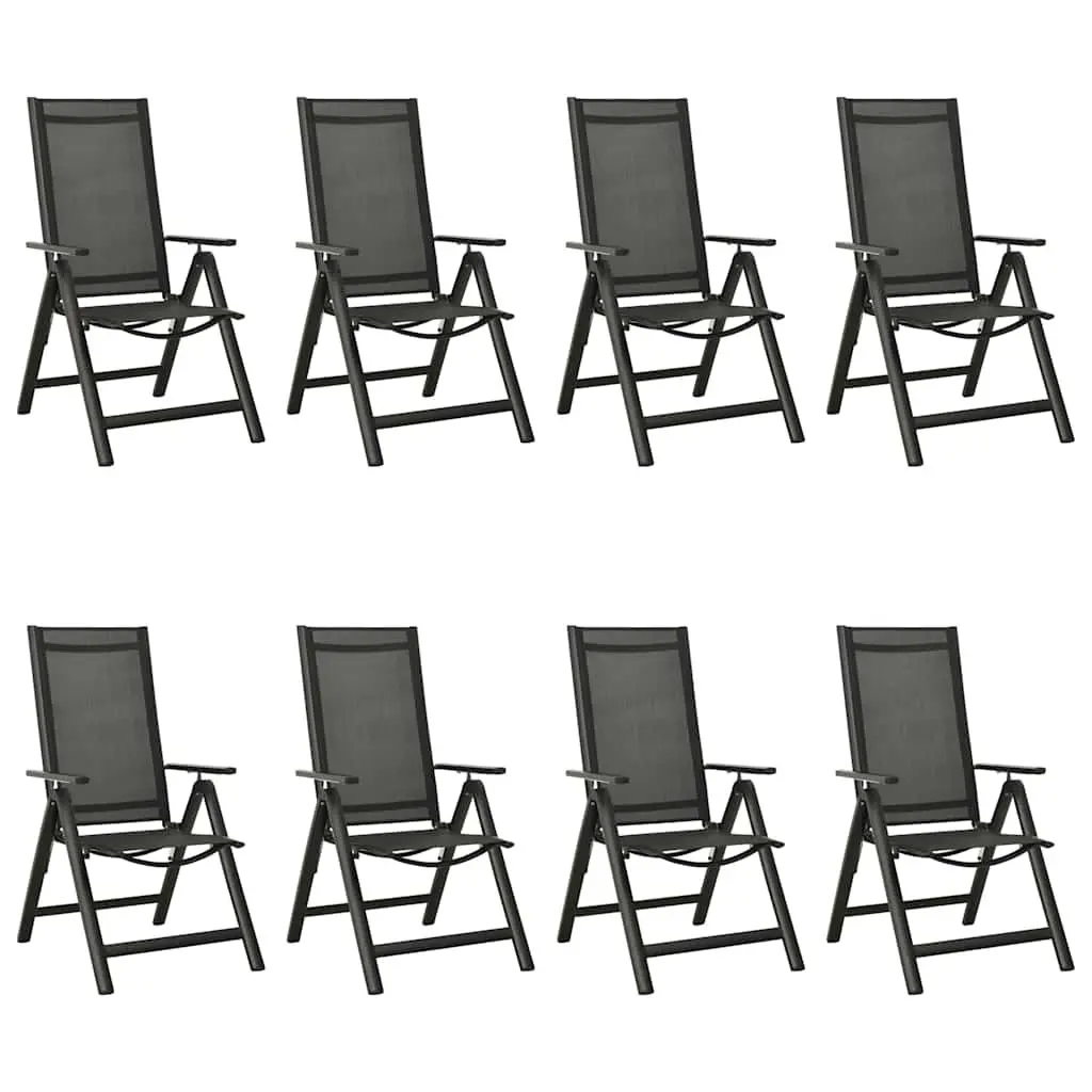 9 Piece Garden Dining Set Outdoor Furniture with Adjustable Chairs and Easy Clean Glass Table in Anthracite