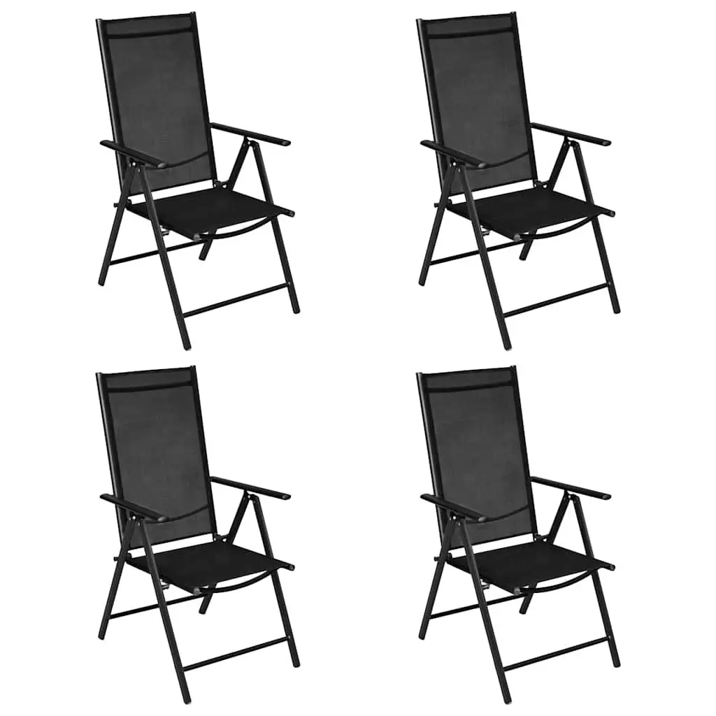 Garden Dining Set 5 Piece Black Aluminium Frame WPC Tabletop Adjustable Textilene Seats