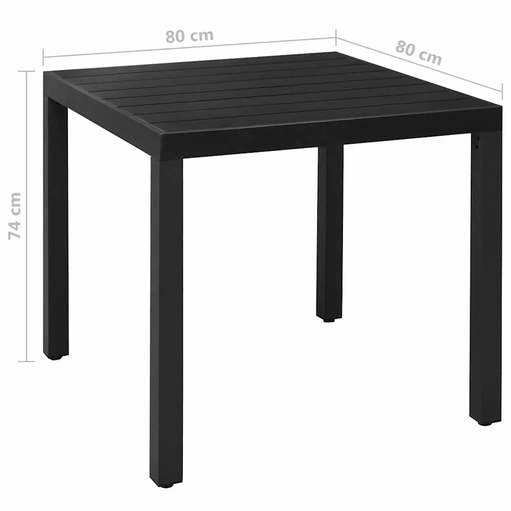 Garden Dining Set 5 Piece Black Aluminium Frame WPC Tabletop Adjustable Textilene Seats