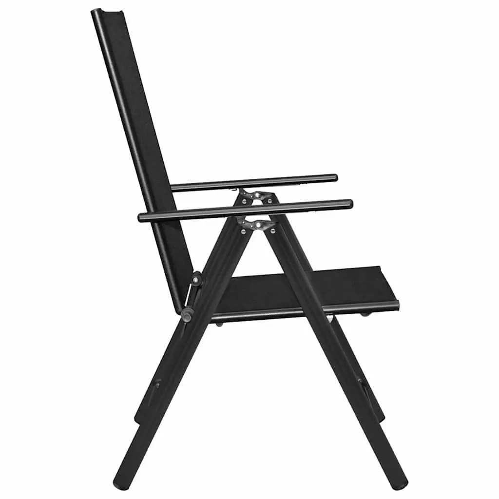 Garden Dining Set 5 Piece Black Aluminium Frame WPC Tabletop Adjustable Textilene Seats