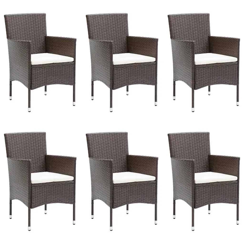 Garden Dining Set 7 Piece Brown Outdoor Furniture Rattan Table Chairs Cushions
