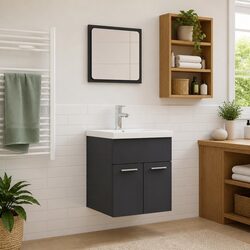 Stylish Bathroom Furniture Set with Basin and Mirror