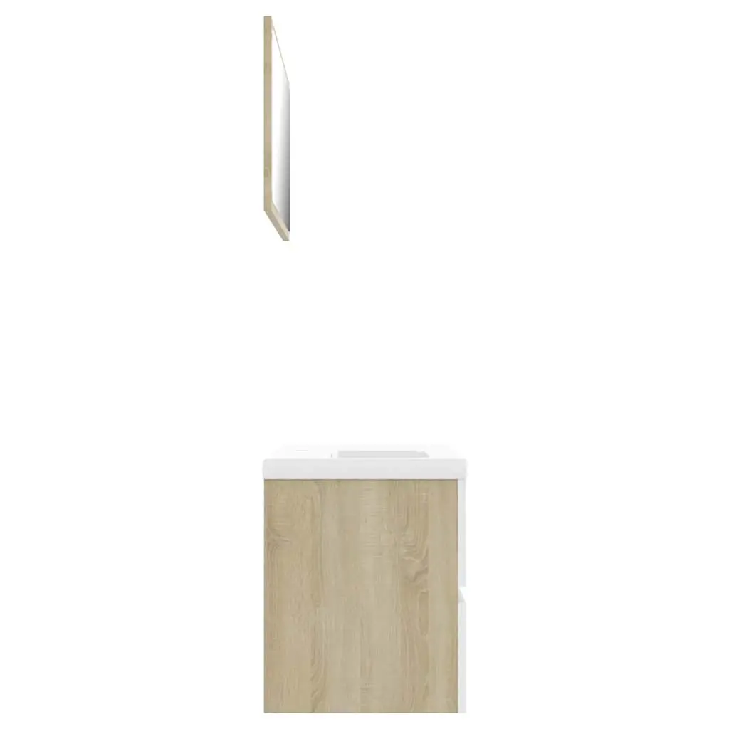 Bathroom Set Engineered Wood Sink Cabinet Ceramic Basin Mirror Storage Drawer