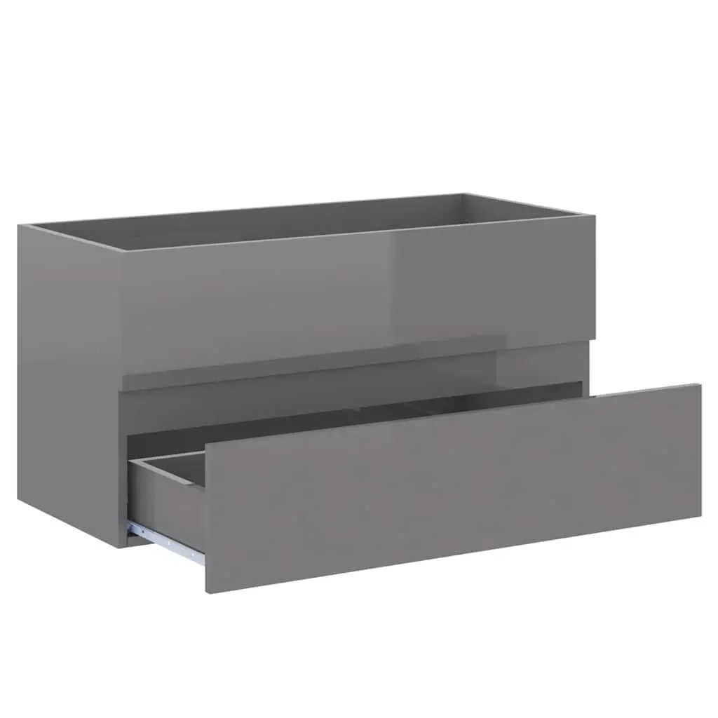 Bathroom Furniture Set Grey Sink Cabinet Ceramic Basin Mirror Storage Drawer