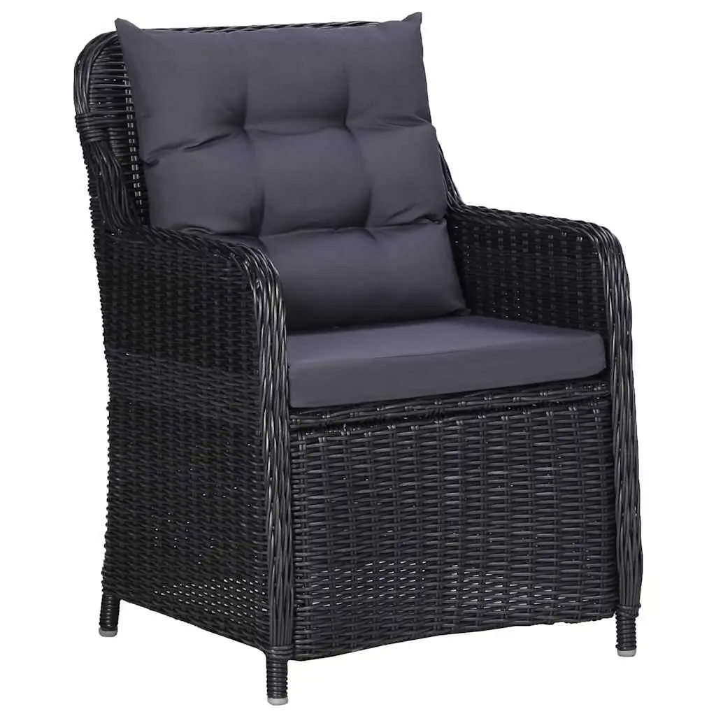 Outdoor Dining Set 5 Piece Black Rattan Chairs Acacia Wood Table Weather Resistant