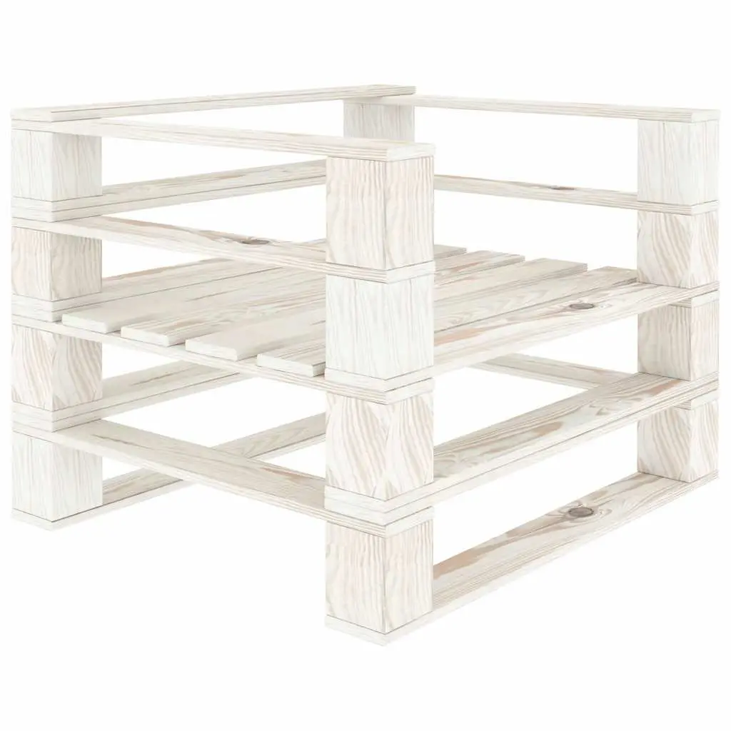 7 Piece Garden Pallet Lounge Set White Outdoor Sofa Coffee Table