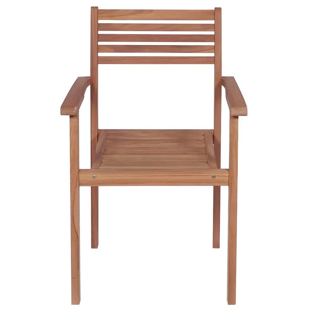 Stackable Outdoor Dining Chairs 8 Piece Set Solid Teak Wood Cushions