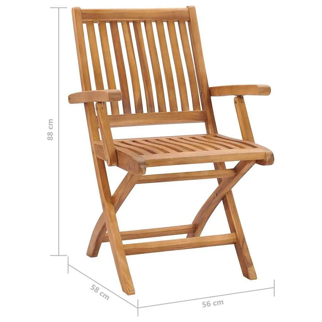 Outdoor Folding Garden Chairs Set 6 Piece Teak Wood Brown Weather Resistant Seating Furniture