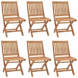 Elegant Outdoor Folding Chairs 6-Piece Teak Wood Set