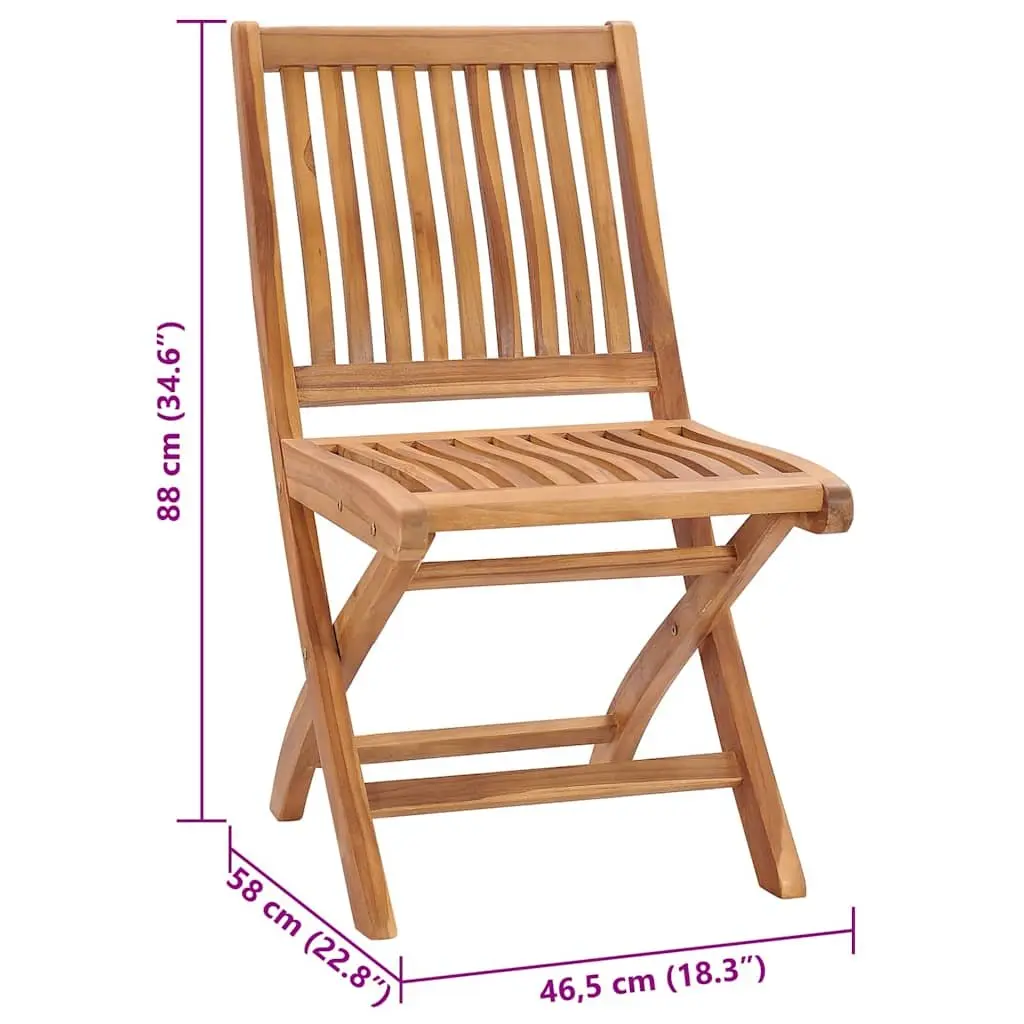 Outdoor Folding Garden Chairs Set 6 Pcs Teak Wood Weather Resistant Grey Cushions