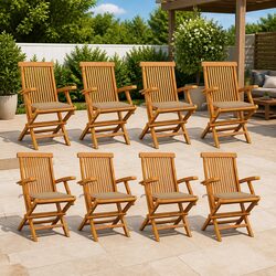 Transform Your Patio with 8 Teak Wood Folding Chairs